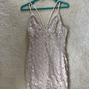 Forever 21 Nude Sequin Dress (Size S)